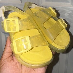Yellow Jelly Sandals with Buckles